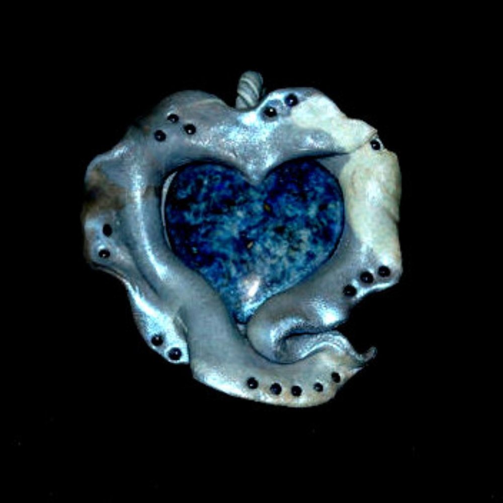 Blue ceramic and beaded necklace